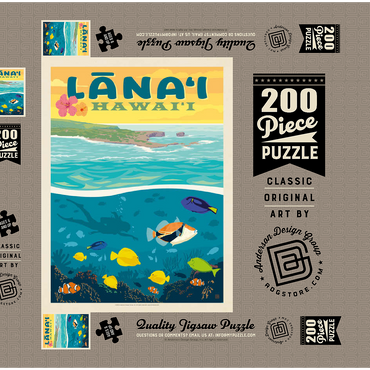 Darstellung des Puzzle Motivs Hawaii: Lānaʻi (Tropical Fish), Vintage Poster 200 Puzzle Schachtel 3D Modell