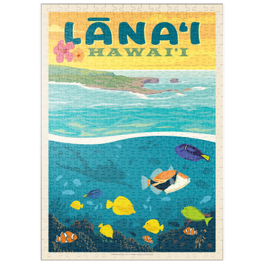 Darstellung des Puzzle Motivs puzzleplate Hawaii: Lānaʻi (Tropical Fish), Vintage Poster 500 Puzzle