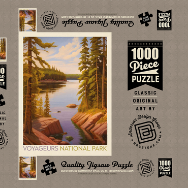 Darstellung des Puzzle Motivs Voyageurs National Park: Quiet Cove, Vintage Poster 1000 Puzzle Schachtel 3D Modell