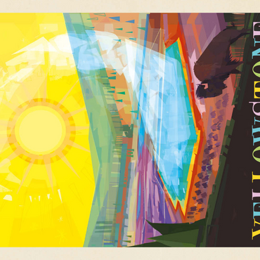 Darstellung des Puzzle Motivs Yellowstone National Park: Grand Prismatic Springs (Mod Design), Vintage Poster 100 Puzzle 3D Modell