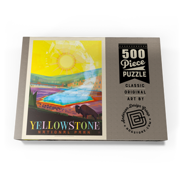 Darstellung des Puzzle Motivs Yellowstone National Park: Grand Prismatic Springs (Mod Design), Vintage Poster 500 Puzzle Schachtel Ansicht3