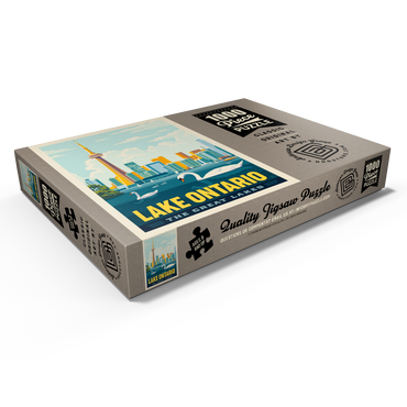 Darstellung des Puzzle Motivs Great Lakes: Lake Ontario, Vintage Poster 1000 Puzzle Schachtel Ansicht1
