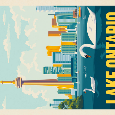 Darstellung des Puzzle Motivs Great Lakes: Lake Ontario, Vintage Poster 1000 Puzzle 3D Modell