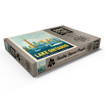 Darstellung des Puzzle Motivs Great Lakes: Lake Ontario, Vintage Poster 500 Puzzle Schachtel Ansicht1