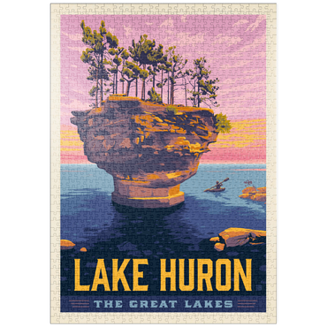 Darstellung des Puzzle Motivs puzzleplate Great Lakes: Lake Huron, Vintage Poster 1000 Puzzle