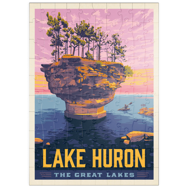 Darstellung des Puzzle Motivs puzzleplate Great Lakes: Lake Huron, Vintage Poster 100 Puzzle