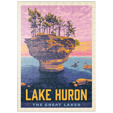 Darstellung des Puzzle Motivs puzzleplate Great Lakes: Lake Huron, Vintage Poster 200 Puzzle