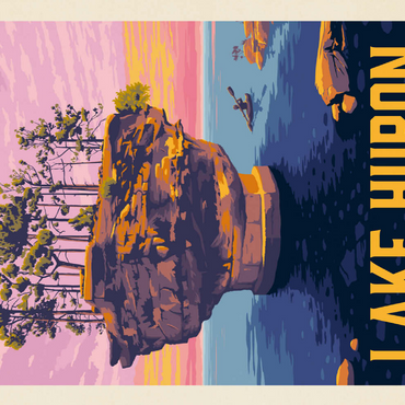 Darstellung des Puzzle Motivs Great Lakes: Lake Huron, Vintage Poster 200 Puzzle 3D Modell