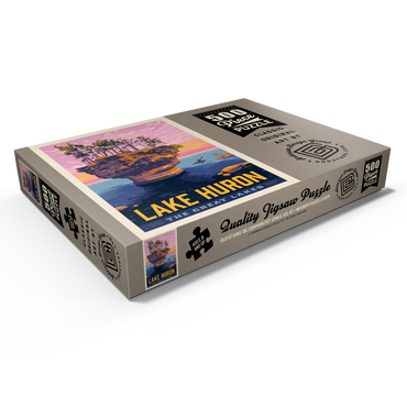 Darstellung des Puzzle Motivs Great Lakes: Lake Huron, Vintage Poster 500 Puzzle Schachtel Ansicht1