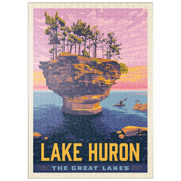 Darstellung des Puzzle Motivs puzzleplate Great Lakes: Lake Huron, Vintage Poster 500 Puzzle
