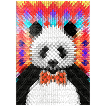 Darstellung des Puzzle Motivs puzzleplate Colorful Geometric Panda with Vibrant Pattern 1000 Puzzle