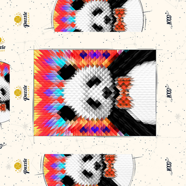 Darstellung des Puzzle Motivs Colorful Geometric Panda with Vibrant Pattern 1000 Puzzle Schachtel 3D Modell