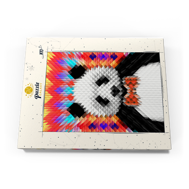 Darstellung des Puzzle Motivs Colorful Geometric Panda with Vibrant Pattern 100 Puzzle Schachtel Ansicht3