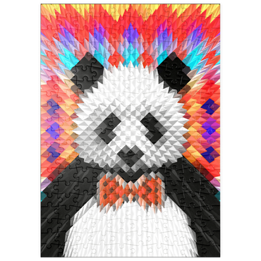 Darstellung des Puzzle Motivs puzzleplate Colorful Geometric Panda with Vibrant Pattern 200 Puzzle