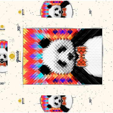 Darstellung des Puzzle Motivs Colorful Geometric Panda with Vibrant Pattern 200 Puzzle Schachtel 3D Modell