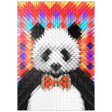 Darstellung des Puzzle Motivs puzzleplate Colorful Geometric Panda with Vibrant Pattern 500 Puzzle