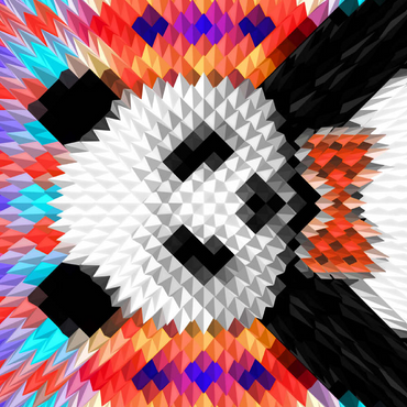 Darstellung des Puzzle Motivs Colorful Geometric Panda with Vibrant Pattern 500 Puzzle 3D Modell