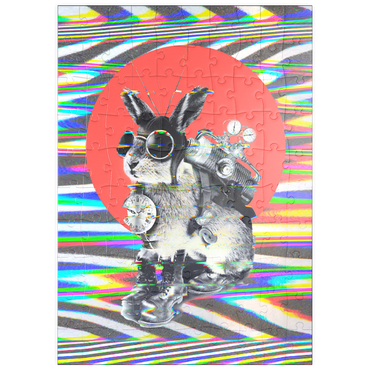 Darstellung des Puzzle Motivs puzzleplate Steampunk Bunny with Psychedelic Vibes 100 Puzzle