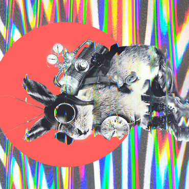 Darstellung des Puzzle Motivs Steampunk Bunny with Psychedelic Vibes 100 Puzzle 3D Modell