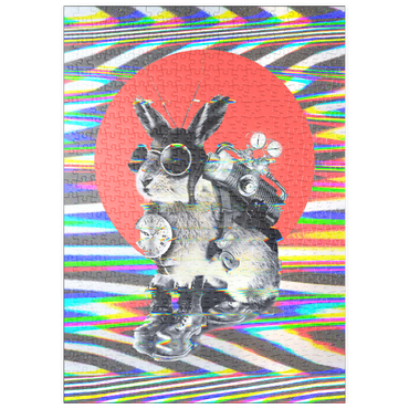 Darstellung des Puzzle Motivs puzzleplate Steampunk Bunny with Psychedelic Vibes 500 Puzzle