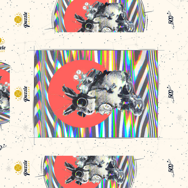 Darstellung des Puzzle Motivs Steampunk Bunny with Psychedelic Vibes 500 Puzzle Schachtel 3D Modell