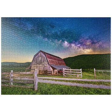 Darstellung des Puzzle Motivs puzzleplate Rustic Barn Under the Milky Way 1000 Puzzle