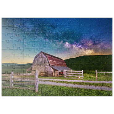 Darstellung des Puzzle Motivs puzzleplate Rustic Barn Under the Milky Way 100 Puzzle