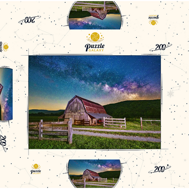 Darstellung des Puzzle Motivs Rustic Barn Under the Milky Way 200 Puzzle Schachtel 3D Modell