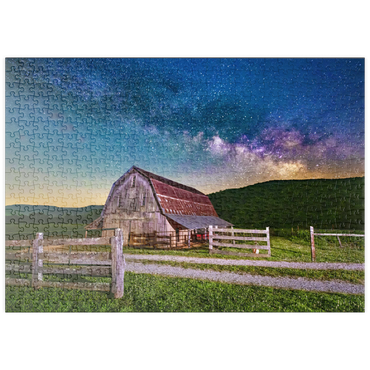Darstellung des Puzzle Motivs puzzleplate Rustic Barn Under the Milky Way 500 Puzzle