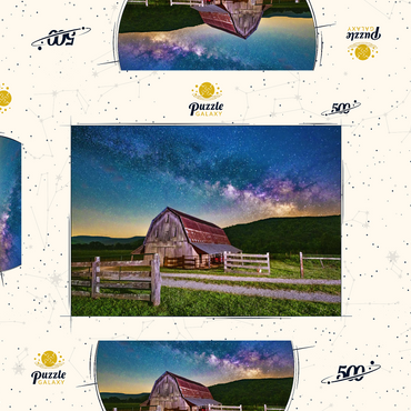 Darstellung des Puzzle Motivs Rustic Barn Under the Milky Way 500 Puzzle Schachtel 3D Modell