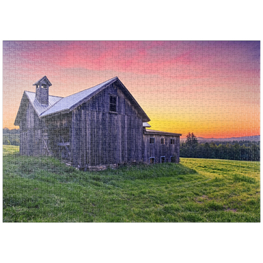Darstellung des Puzzle Motivs puzzleplate Rustic Barn at Sunset – Tranquil Countryside Scene 1000 Puzzle