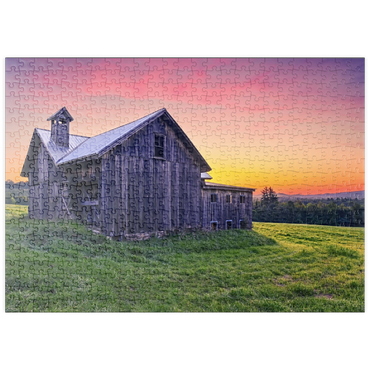 Darstellung des Puzzle Motivs puzzleplate Rustic Barn at Sunset – Tranquil Countryside Scene 500 Puzzle