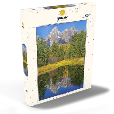Darstellung des Puzzle Motivs Grand Teton National Park – Mountain Reflection in Autumn 100 Puzzle Schachtel Ansicht2