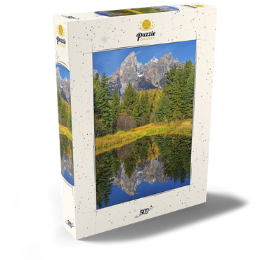 Darstellung des Puzzle Motivs Grand Teton National Park – Mountain Reflection in Autumn 500 Puzzle Schachtel Ansicht2
