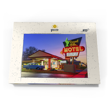 Darstellung des Puzzle Motivs Desert Hills Motel – Classic Route 66 Neon Nostalgia 1000 Puzzle Schachtel Ansicht3