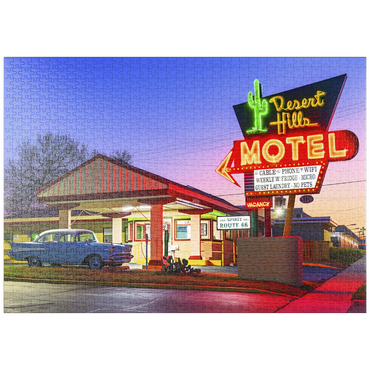 Darstellung des Puzzle Motivs puzzleplate Desert Hills Motel – Classic Route 66 Neon Nostalgia 1000 Puzzle