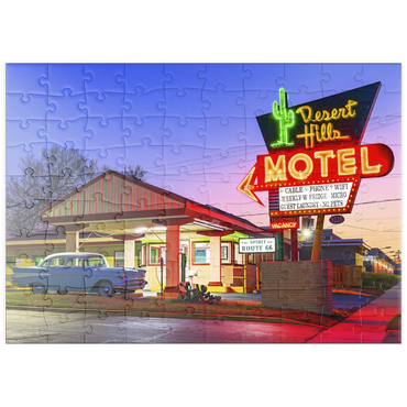 Darstellung des Puzzle Motivs puzzleplate Desert Hills Motel – Classic Route 66 Neon Nostalgia 100 Puzzle