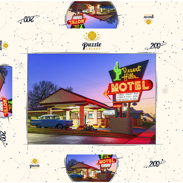 Darstellung des Puzzle Motivs Desert Hills Motel – Classic Route 66 Neon Nostalgia 200 Puzzle Schachtel 3D Modell