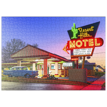 Darstellung des Puzzle Motivs puzzleplate Desert Hills Motel – Classic Route 66 Neon Nostalgia 500 Puzzle