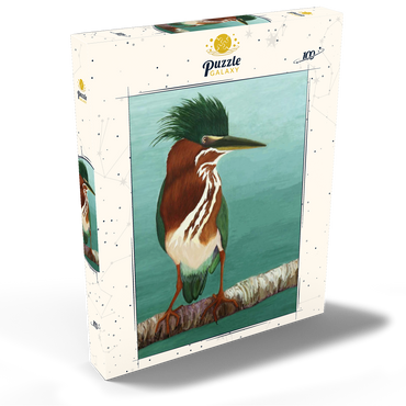 Darstellung des Puzzle Motivs Green Heron on Branch with Vibrant Plumage 100 Puzzle Schachtel Ansicht2