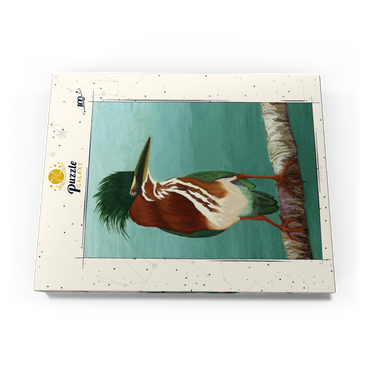Darstellung des Puzzle Motivs Green Heron on Branch with Vibrant Plumage 100 Puzzle Schachtel Ansicht3