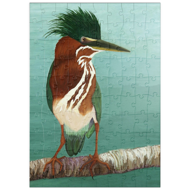 Darstellung des Puzzle Motivs puzzleplate Green Heron on Branch with Vibrant Plumage 100 Puzzle