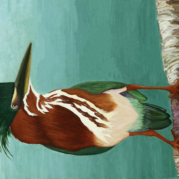 Darstellung des Puzzle Motivs Green Heron on Branch with Vibrant Plumage 200 Puzzle 3D Modell