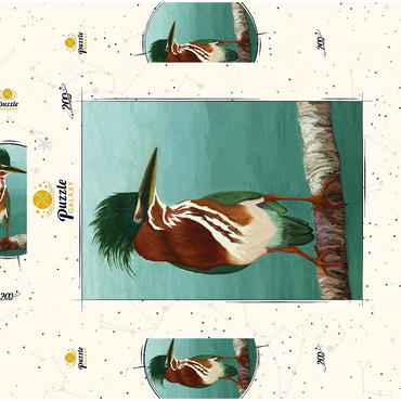 Darstellung des Puzzle Motivs Green Heron on Branch with Vibrant Plumage 200 Puzzle Schachtel 3D Modell