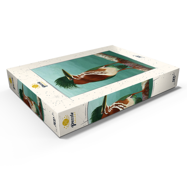 Darstellung des Puzzle Motivs Green Heron on Branch with Vibrant Plumage 500 Puzzle Schachtel Ansicht1