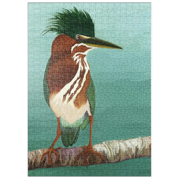 Darstellung des Puzzle Motivs puzzleplate Green Heron on Branch with Vibrant Plumage 500 Puzzle