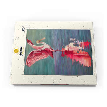 Darstellung des Puzzle Motivs Roseate Spoonbill with Reflective Water 100 Puzzle Schachtel Ansicht3