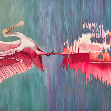 Darstellung des Puzzle Motivs Roseate Spoonbill with Reflective Water 100 Puzzle 3D Modell