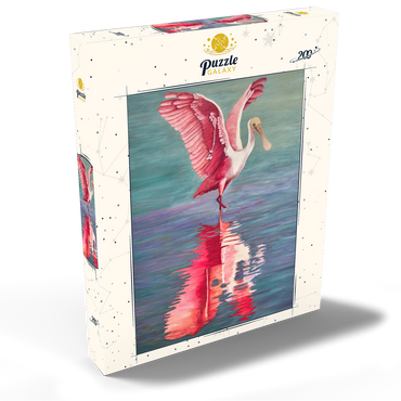 Darstellung des Puzzle Motivs Roseate Spoonbill with Reflective Water 200 Puzzle Schachtel Ansicht2