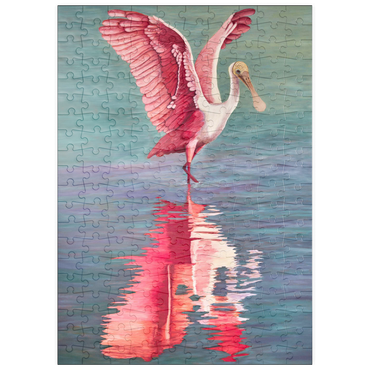Darstellung des Puzzle Motivs puzzleplate Roseate Spoonbill with Reflective Water 200 Puzzle